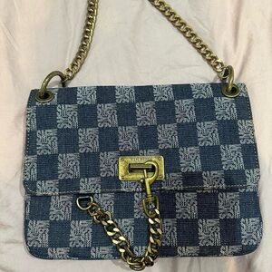 Steve Madden Navy and White Checkered Shoulder Bag